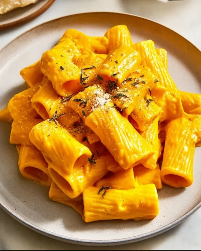 Vegan Butternut Squash Pasta served in a bowl with herbs