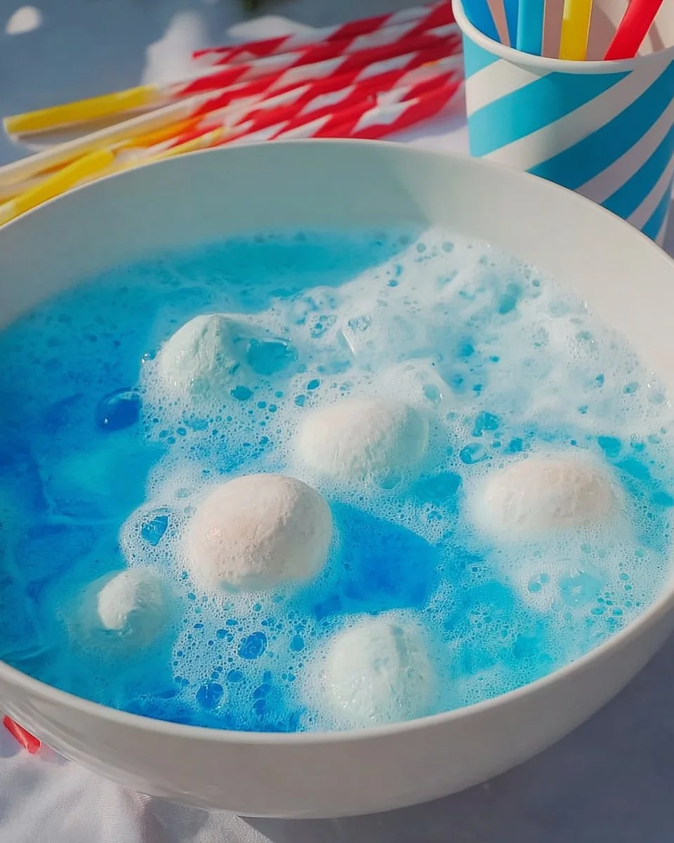 Refreshing Baby Blue Punch drink served in a glass