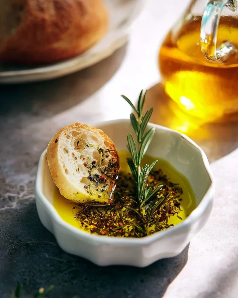Delicious bread dipping oil with a blend of fresh herbs for enhanced flavor