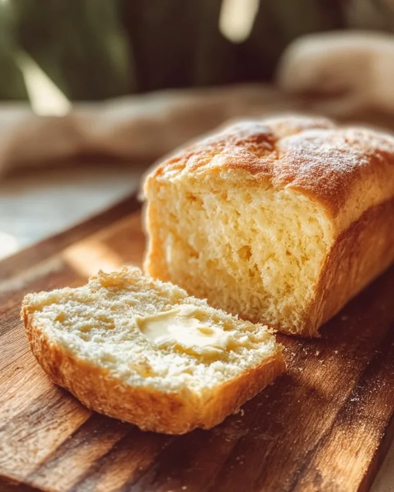 Freshly baked English muffin bread on a cutting board