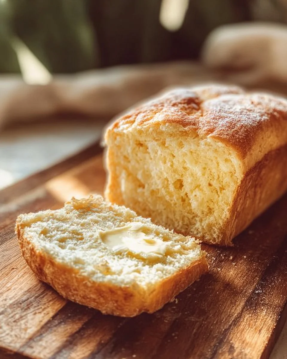 Freshly baked English muffin bread on a cutting board