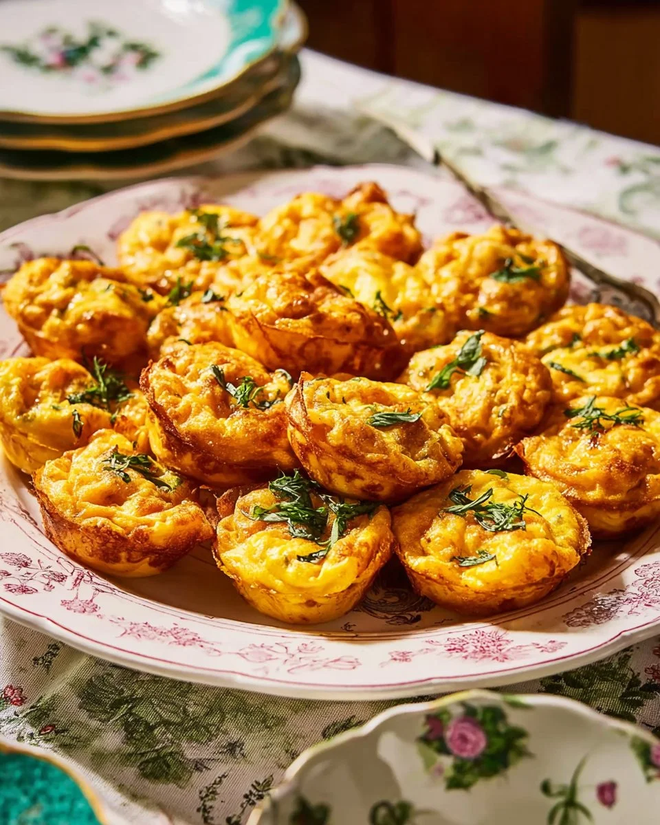 Plate of easy mini quiches with various fillings
