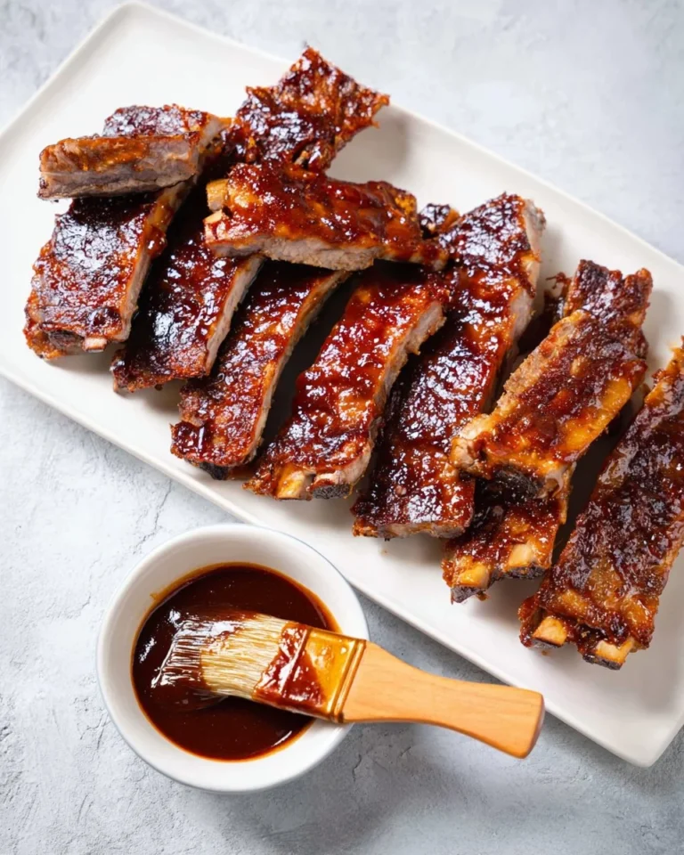 Loquaci Family secret BBQ sauce recipe ingredients and finished dish.