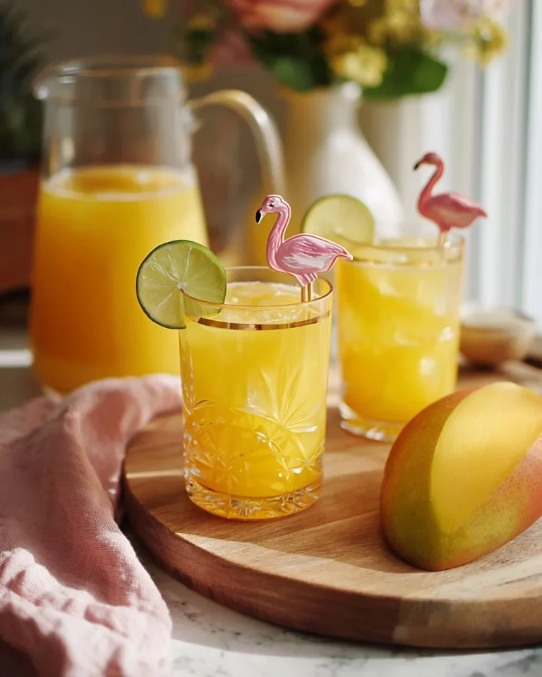 A refreshing glass of Mango Water with fresh mango slices garnishing.