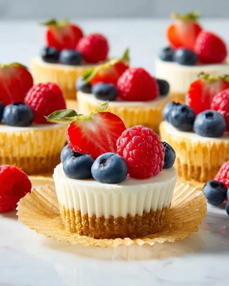 Delicious mini no-bake cheesecakes topped with fresh fruits