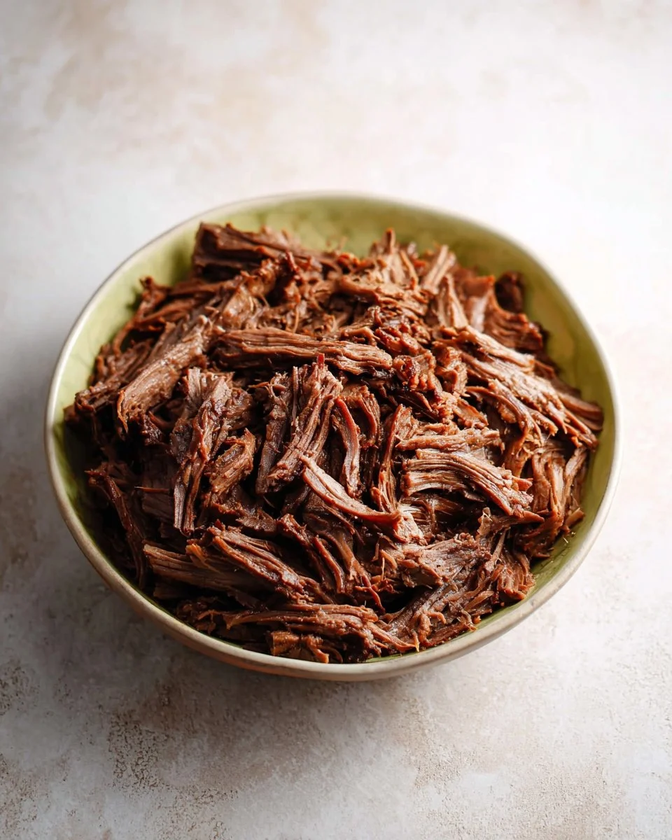 Delicious shredded meat served with sides for a hearty meal