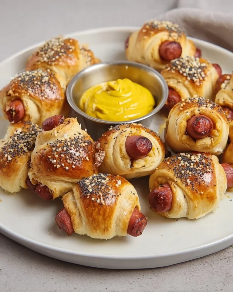 Easy two-ingredient dough pigs in a blanket ready to serve as a snack