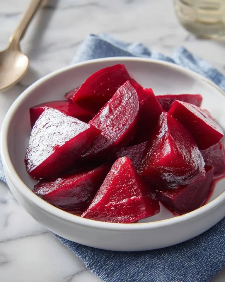 Jars of homemade canned pickled beets on a kitchen countertop