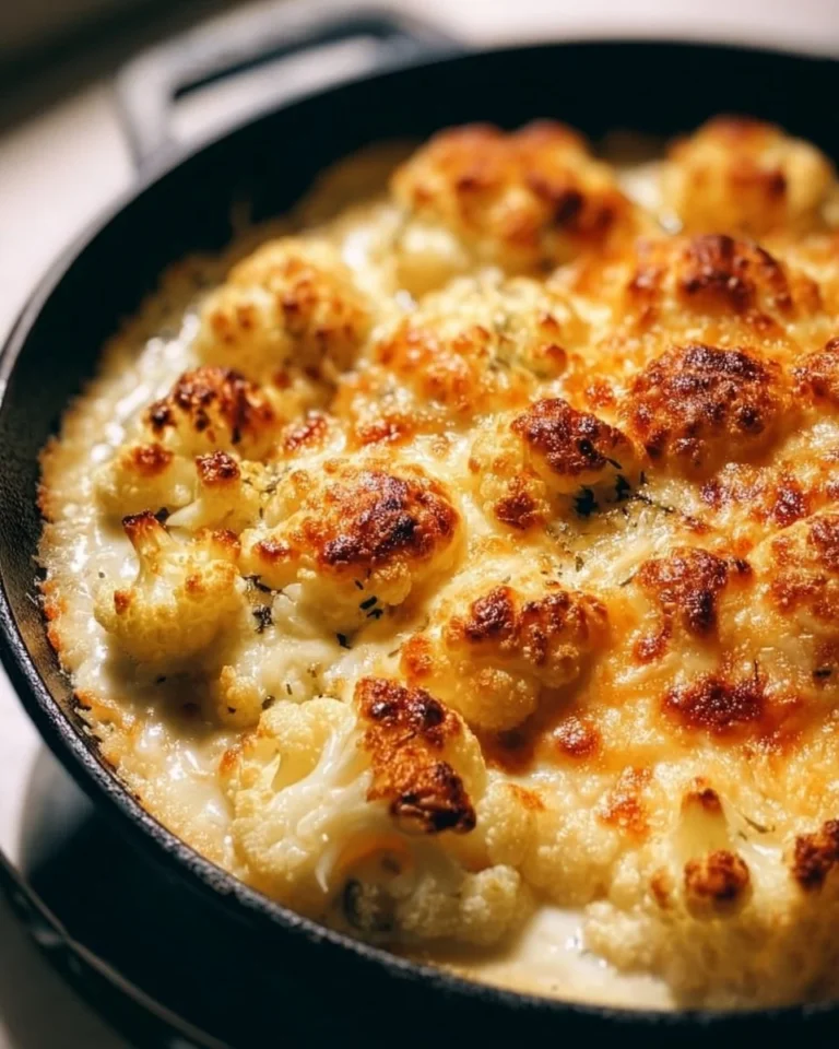 Baked Cauliflower Cheese served in a creamy cheese sauce