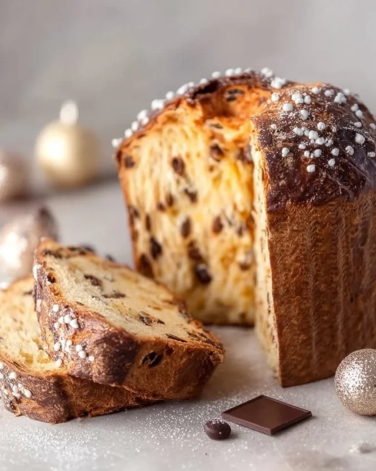 Sliced Cherry Almond Panettone showcasing cherries and almonds in a festive bread