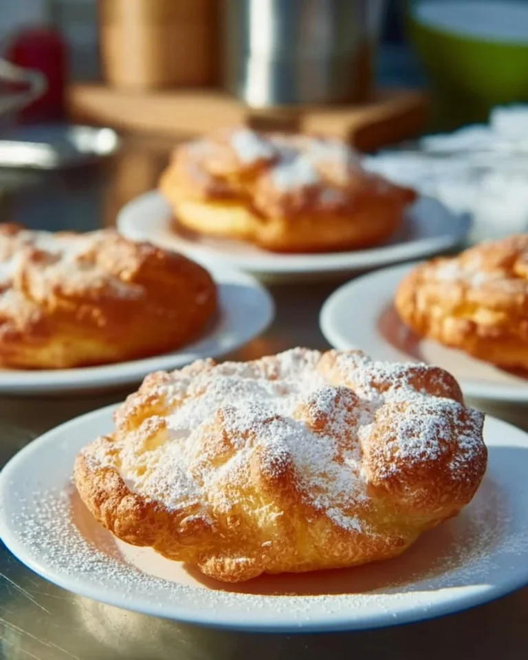 Delicious county fair fried dough topped with powdered sugar