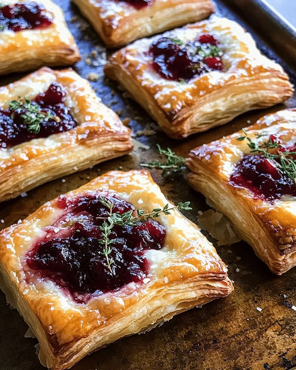 Cranberry Brie Puff Pastry Bites with Fig & Thyme – Elegant Holiday Appetizer