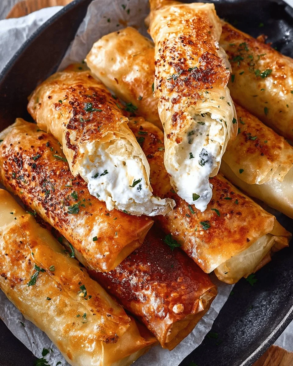 Crispy Cheese & Turkey Ham Phyllo Rolls Recipe