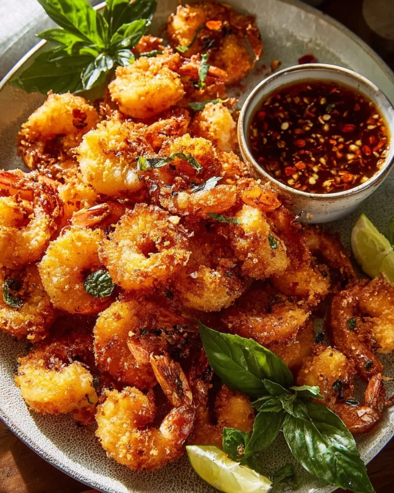 Crispy Coconut Shrimp served with Coconut-Crusted Mushrooms and Pineapple Chili Sauce