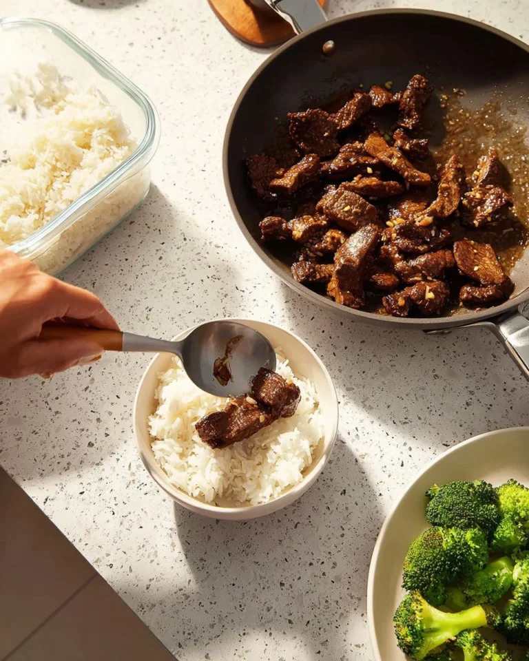 Crispy orange beef dish garnished with sesame seeds and green onions.