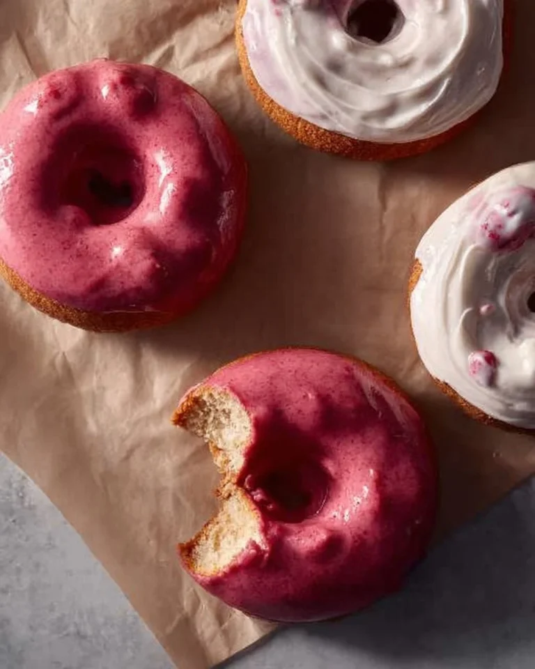 Assorted dessert doughnuts with colorful toppings and fillings