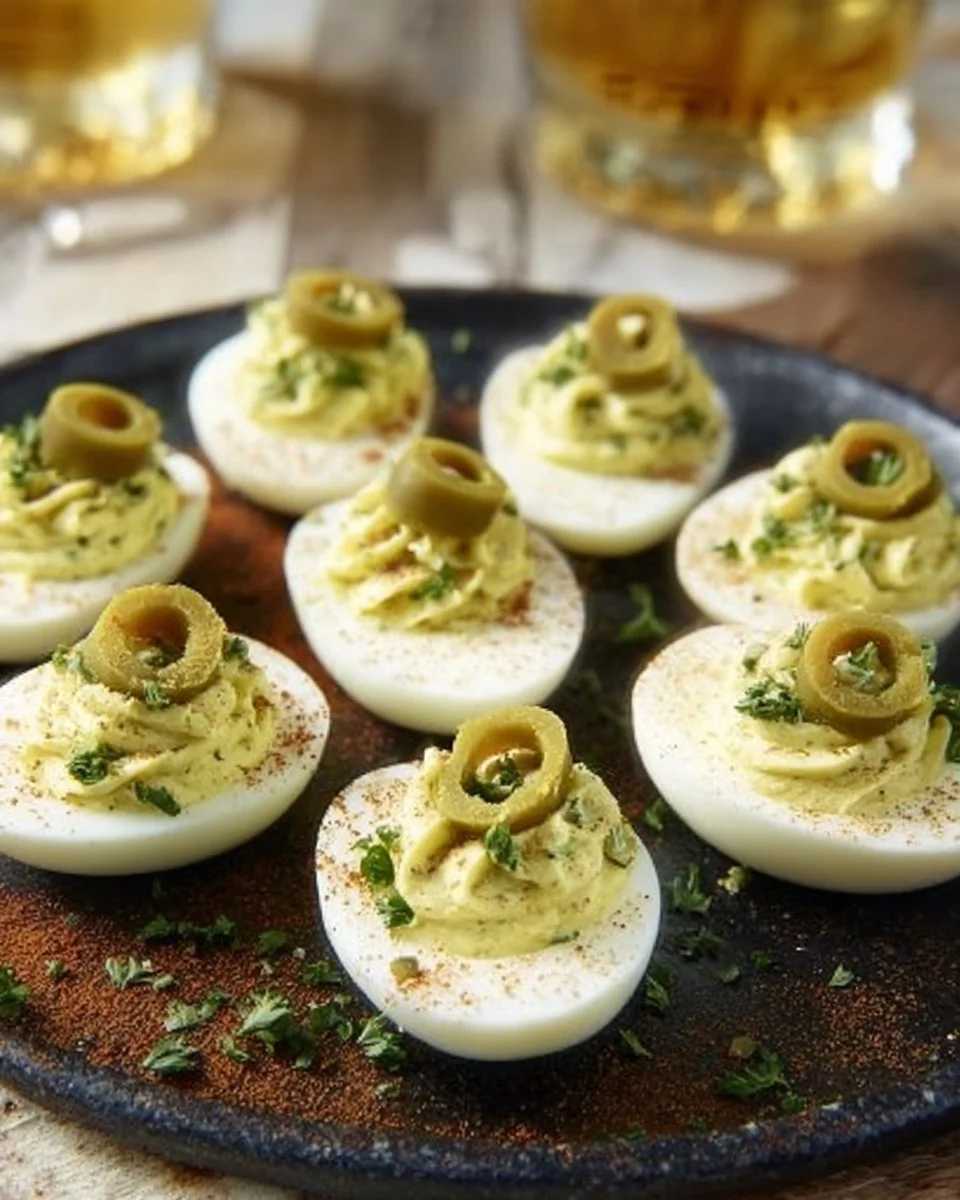 Dirty Martini Deviled Eggs