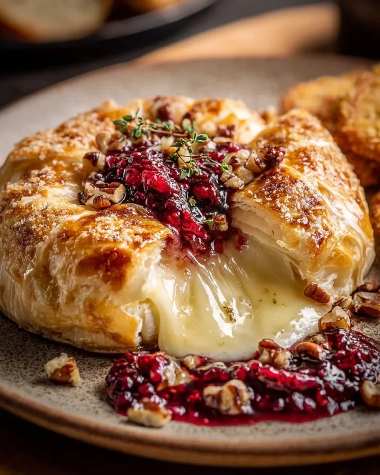 Easy Cranberry-Orange Baked Brie in Puff Pastry appetizer