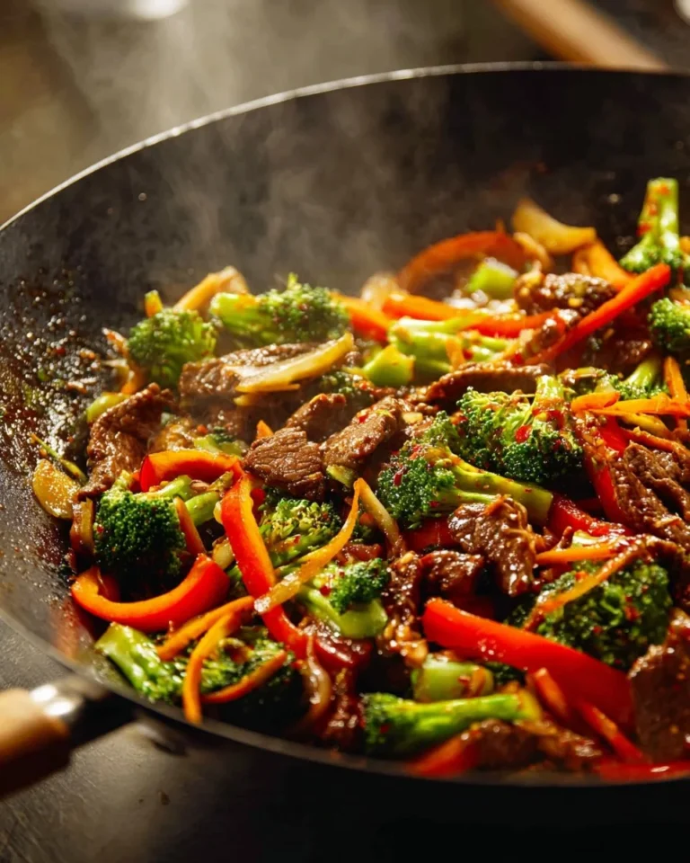 Delicious Ginger Beef Stir-Fry with fresh vegetables and spices