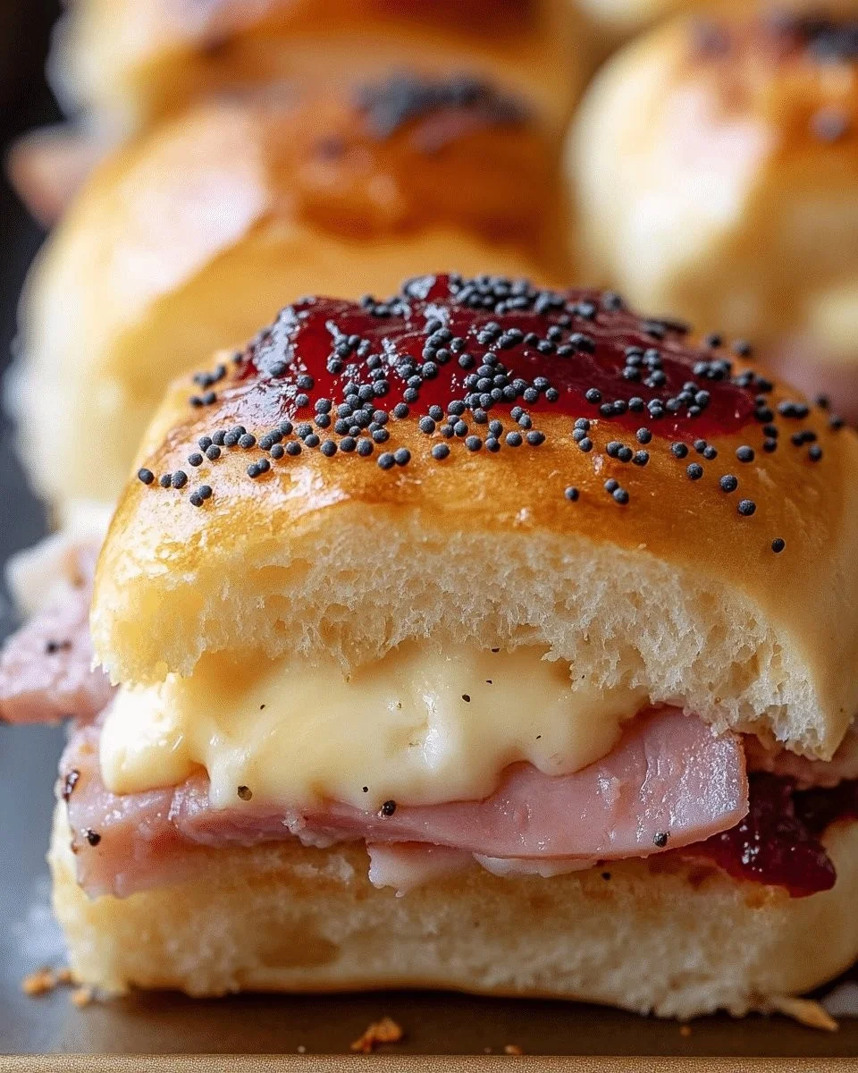 Ham and Cranberry Sliders with Melty Cheese
