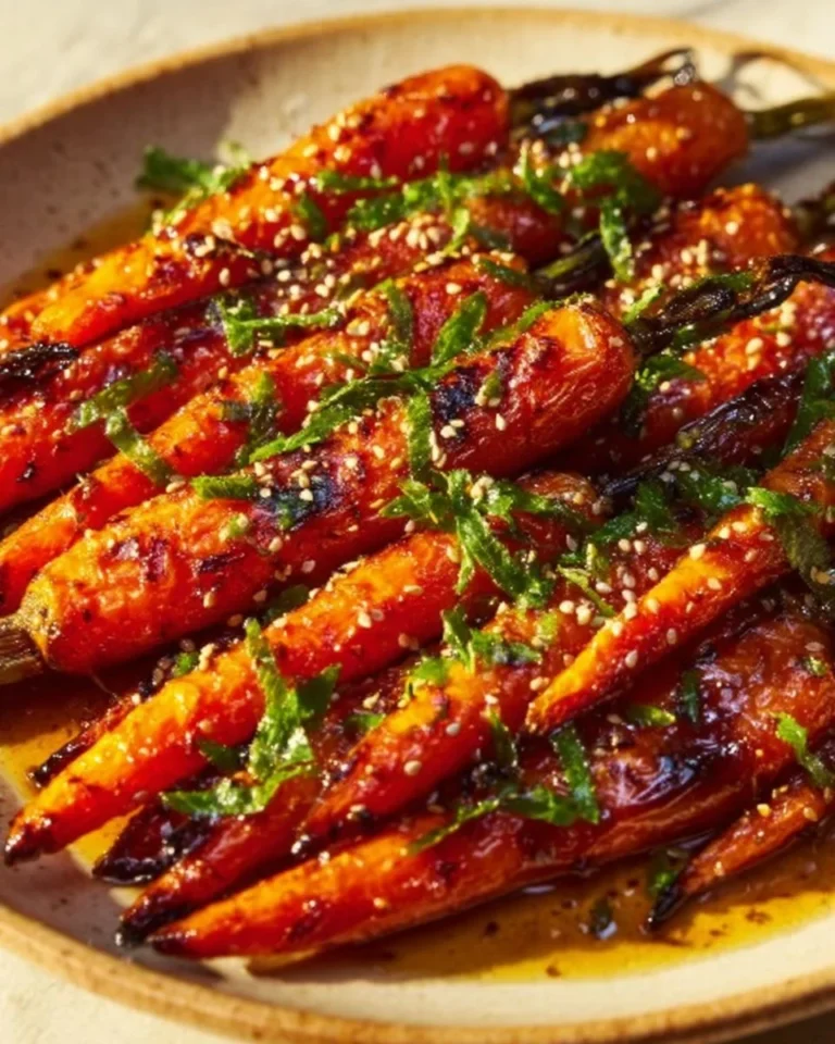 Delicious honey garlic roasted carrots served on a plate