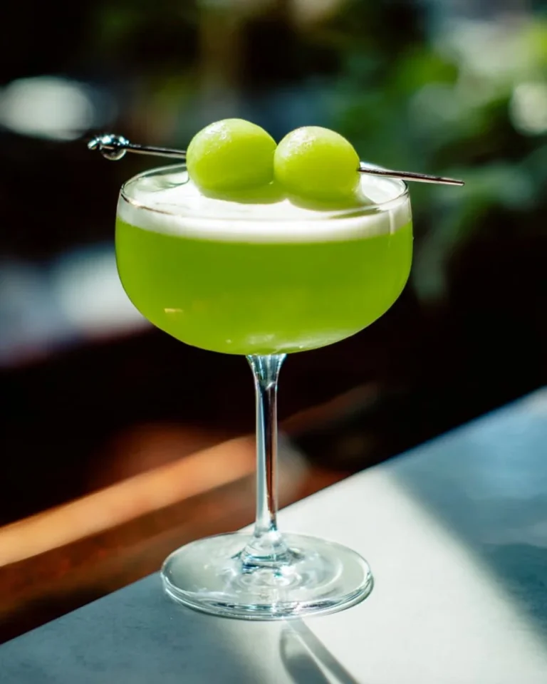 Honeydew Tequila Sour cocktail served in a stylish glass