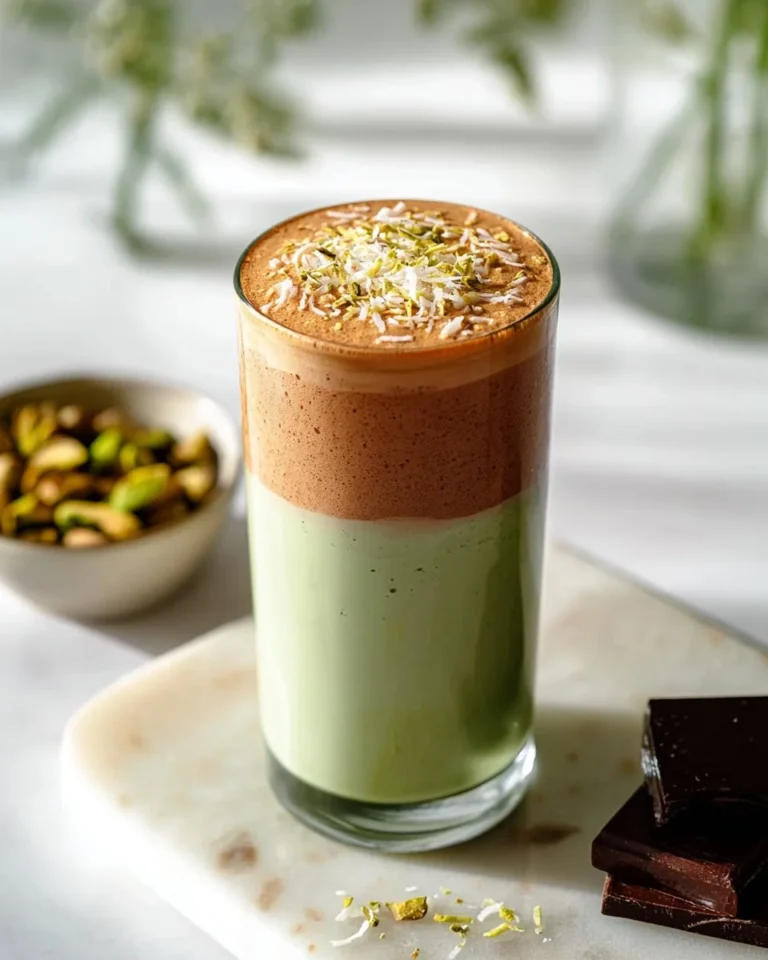 Iced Dubai Chocolate Matcha drink inspired by Starbucks recipe