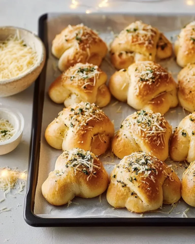 Keto friendly garlic knots topped with herbs and garlic butter