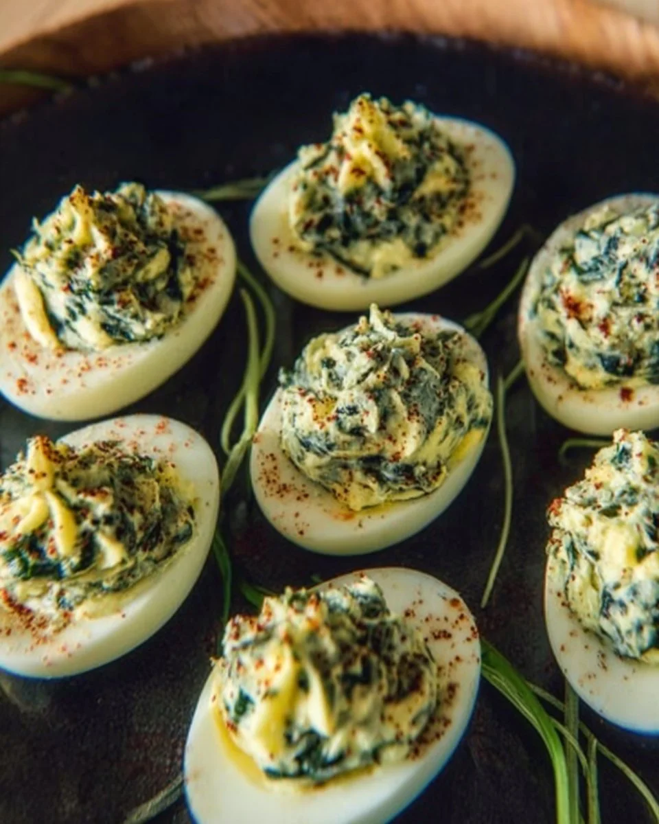 Keto Spinach Artichoke Deviled Eggs