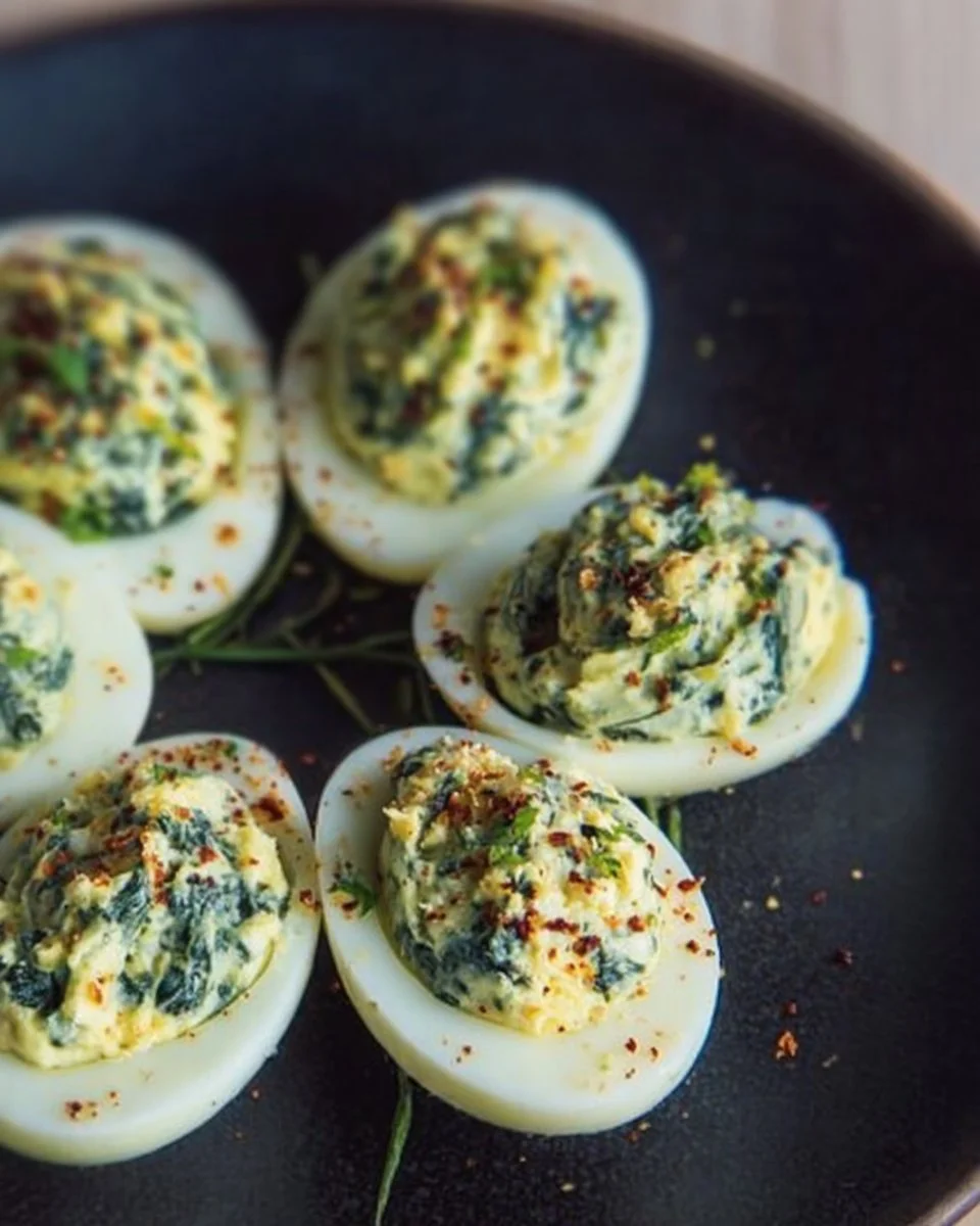 Keto Spinach Artichoke Deviled Eggs