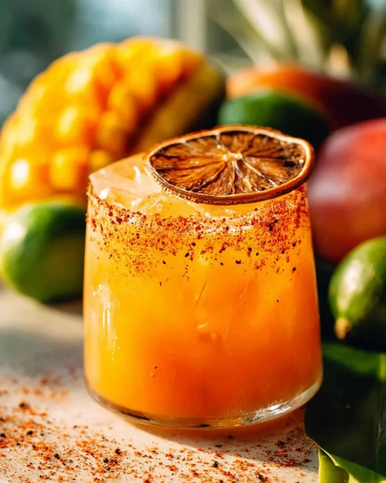 Refreshing Magic Mango Margarita served in a glass with a vibrant mango garnish