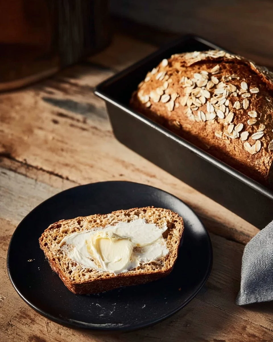 Loaf of homemade Maple Oatmeal Bread fresh out of the oven