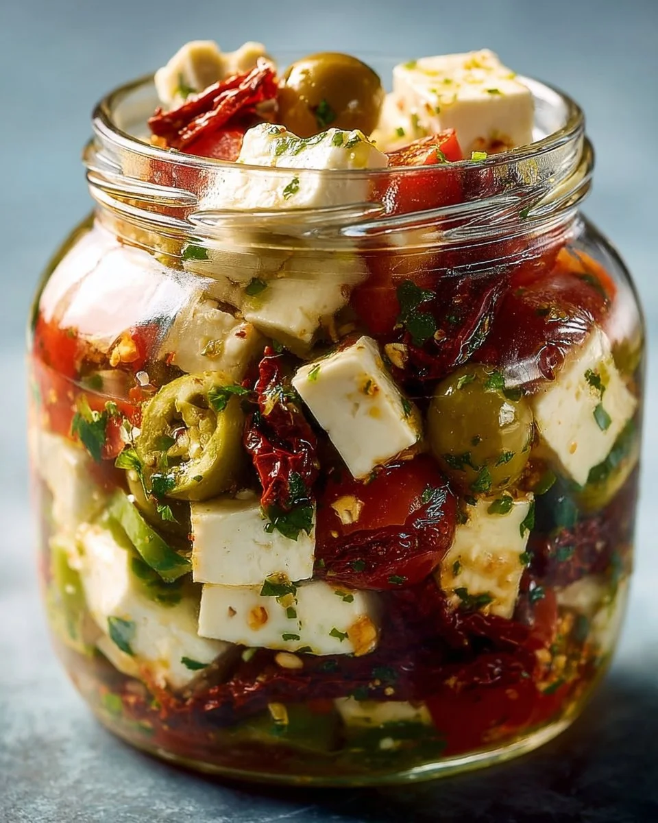 Marinated Cheese Antipasto Salad with Mozzarella and Garlic