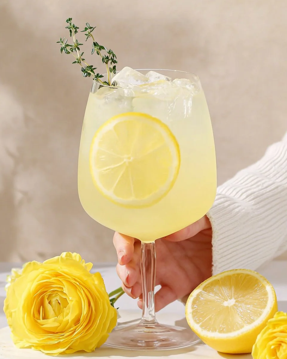Refreshing Non-Alcoholic Limoncello Spritz served in a glass with lemon slices
