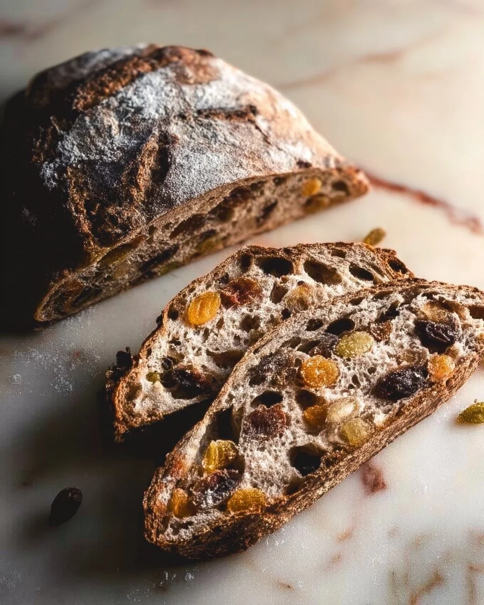 Nutty-Fruity Sourdough bread with a rich texture and flavors.