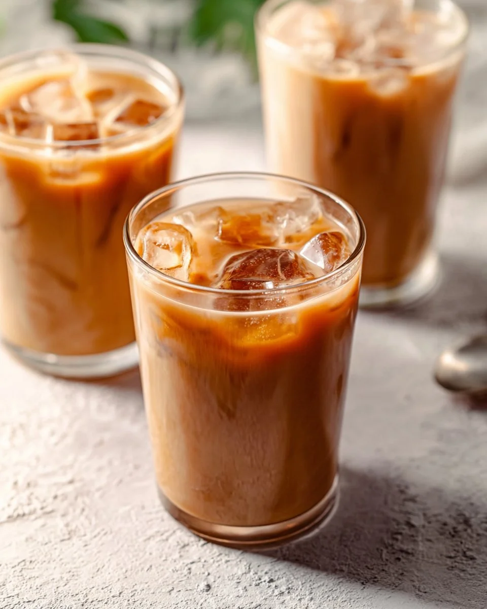 Protein Iced Coffee in three different flavors served in a glass