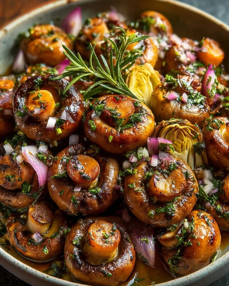 Delicious quick and easy mushroom appetizer served on a platter