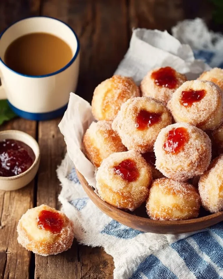 Shortcut choux doughnut holes filled with jelly, delicious dessert recipe
