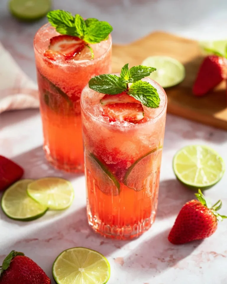 Refreshing Strawberry Fresh Water beverage served in a glass