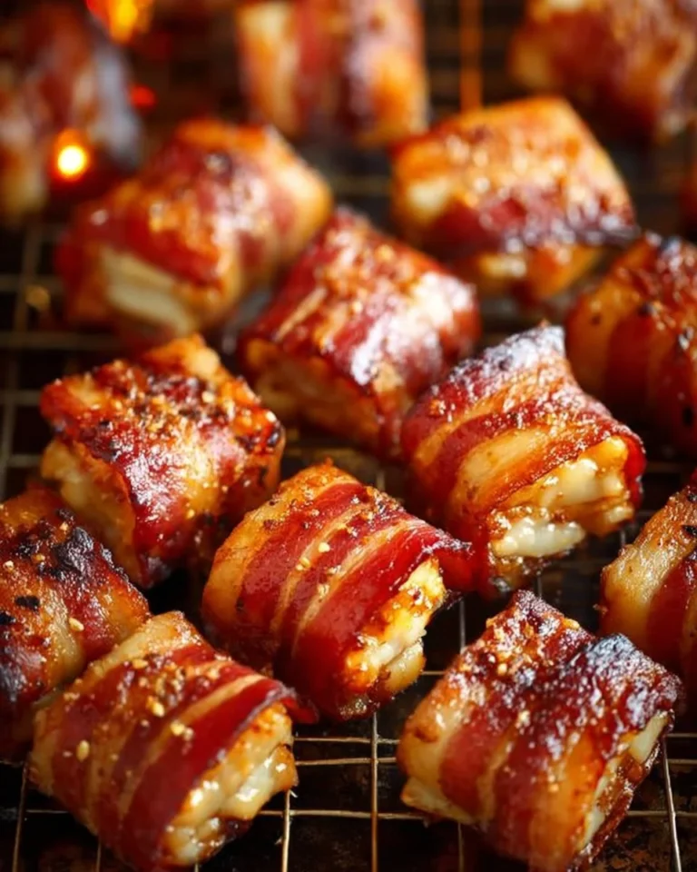 Sweet and spicy bacon-wrapped Parmesan crackers served as a party appetizer