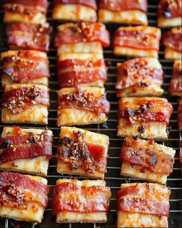Sweet and Spicy Bacon-Wrapped Parmesan Crackers: The Ultimate Party Appetizer
