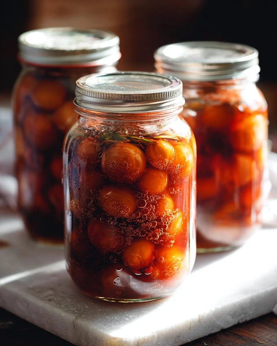 Sweet and spicy pickled red seedless grapes in a jar