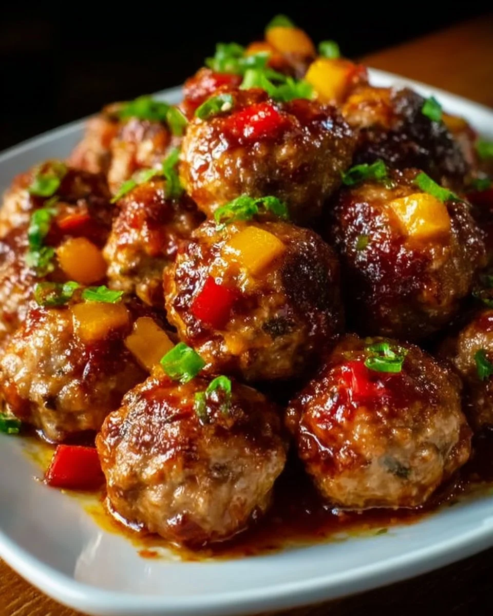 Delicious Tropical Jerk Meatballs bursting with sweet and spicy flavors