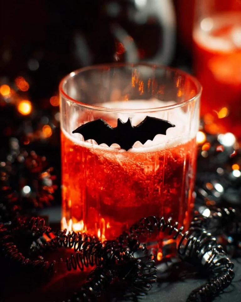 Vampire Bite Negroni cocktail garnished with a blood-orange twist