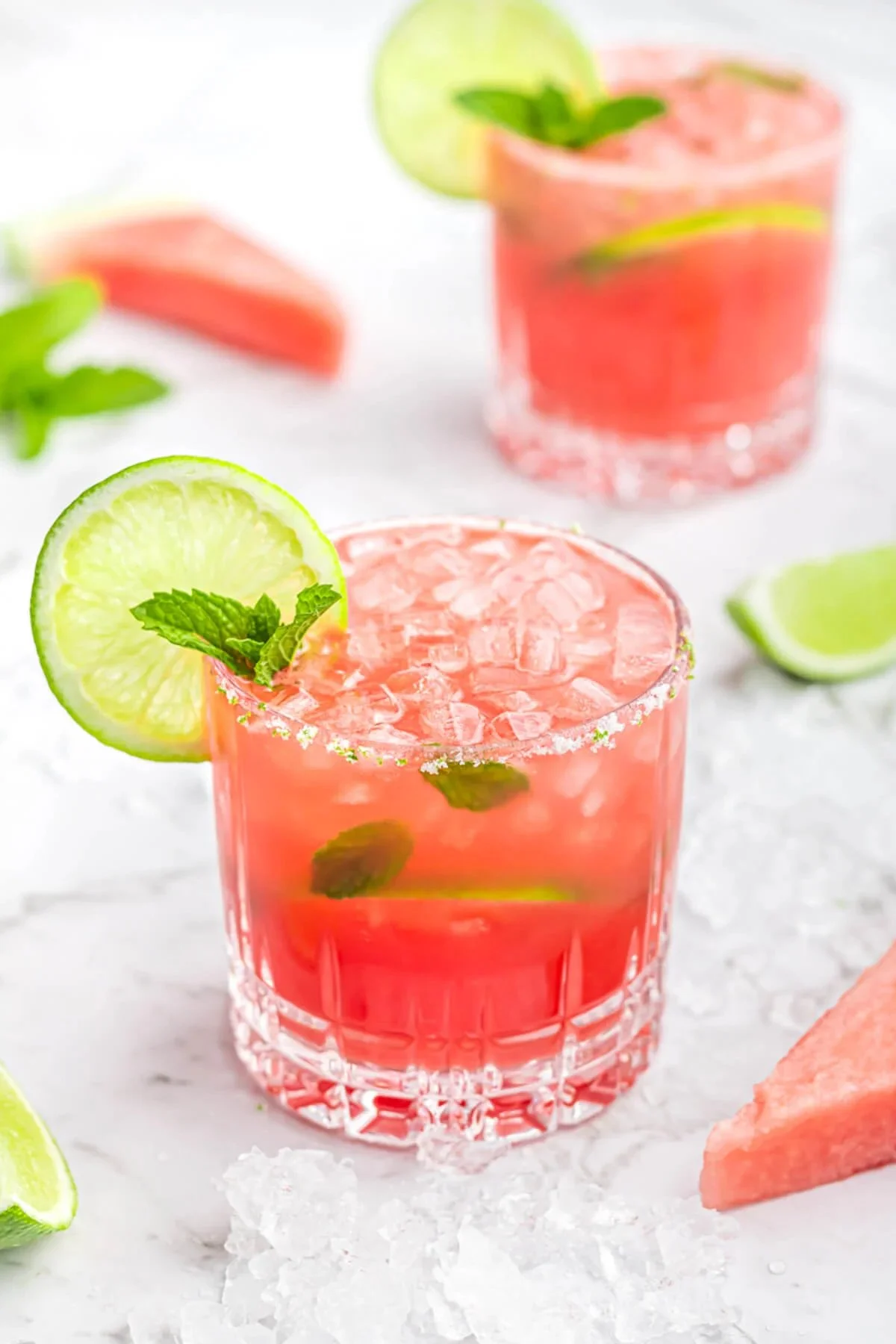 Refreshing watermelon mocktails served in glasses with mint garnish