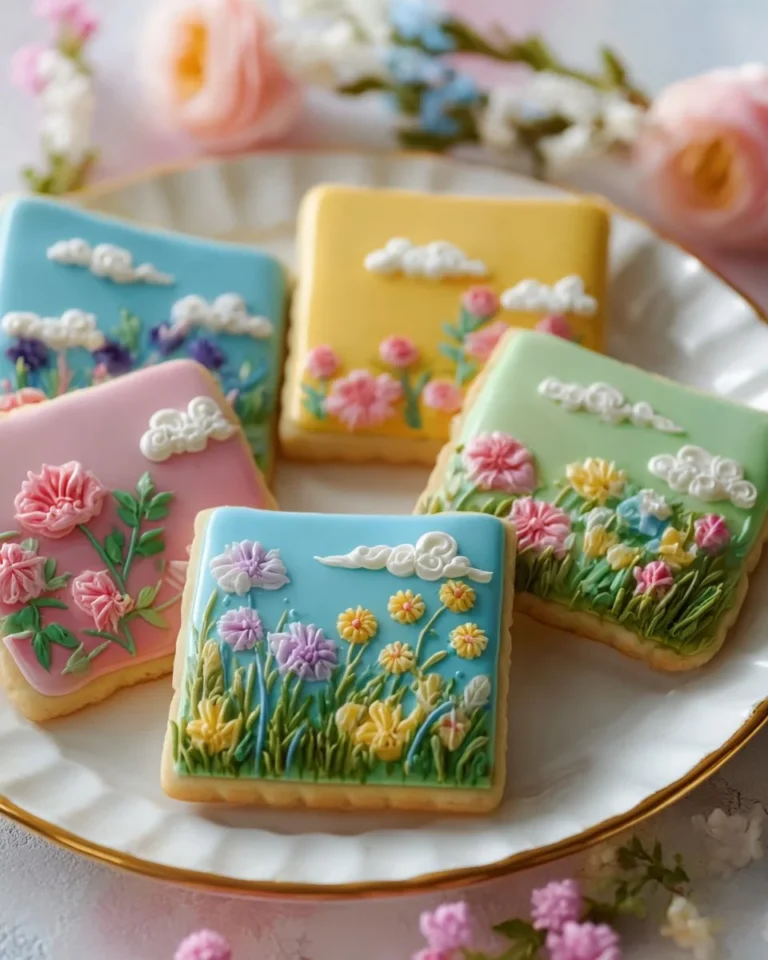 Colorful square cookies decorated in fun and modern styles for any occasion.