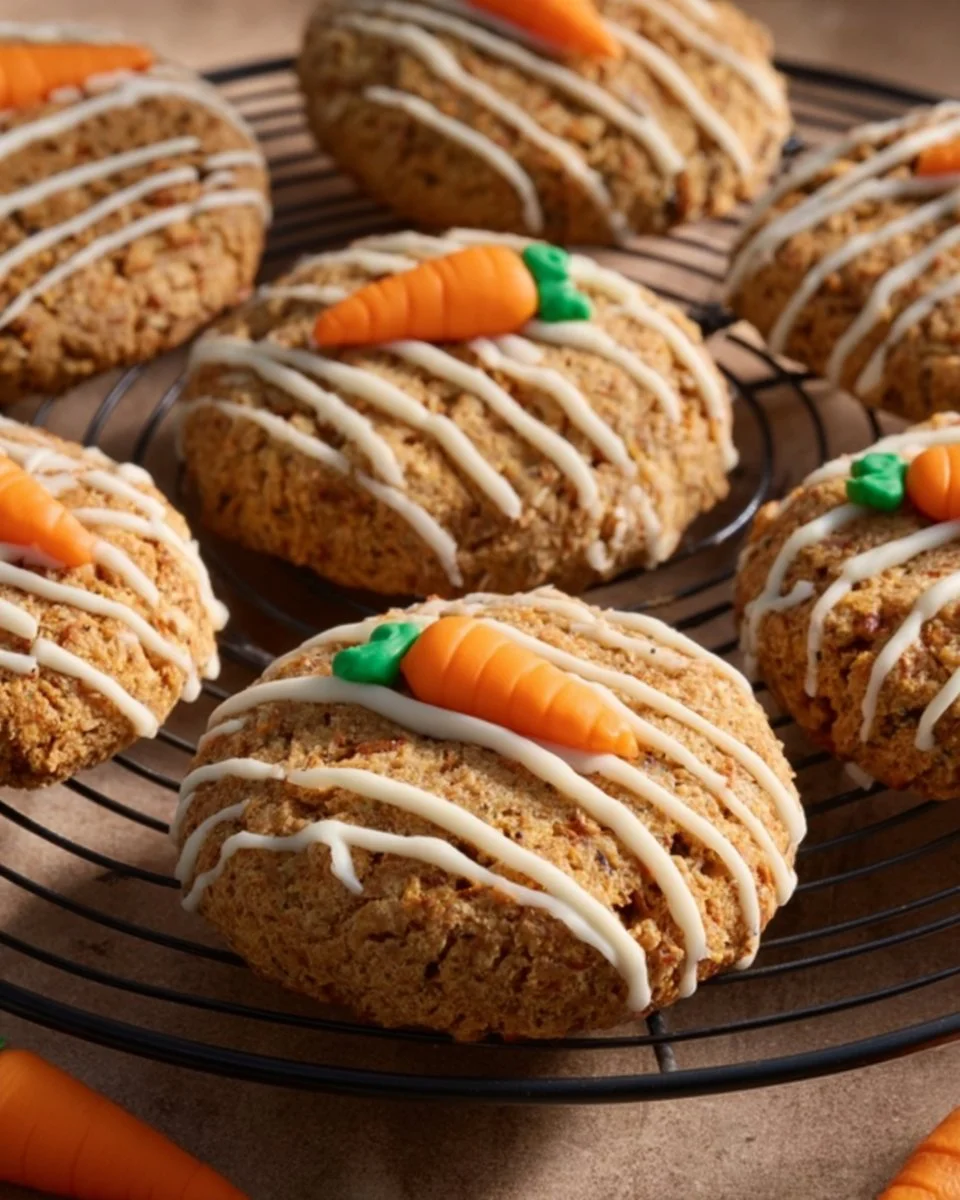 Delicious homemade Carrot Cake Cookies with cream cheese frosting
