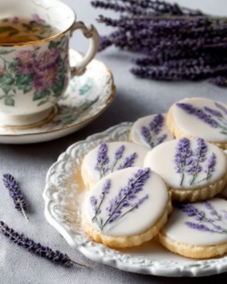 Lavender Earl Grey Sugar Cookies beautifully displayed on a plate.
