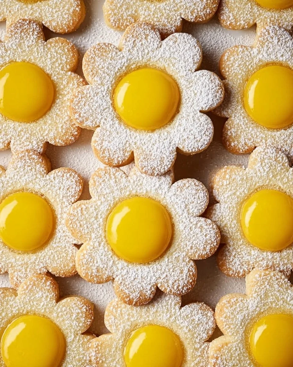 Lavender Lemon Curd Linzer Cookies with floral decoration on a plate