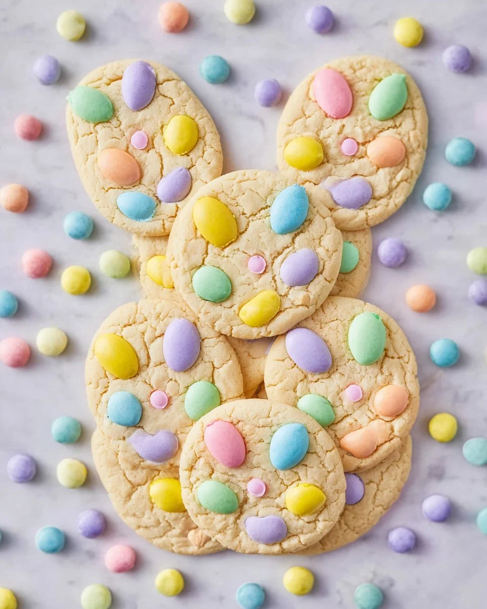 Delicious M&M Bunny Cookies shaped for Easter celebrations